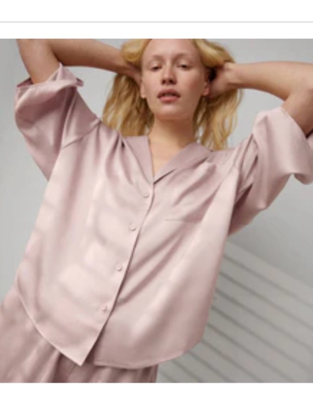 NWT Lunya Washable Silk Relaxed Button Up Short Set Delicate Pink Women’s PJs